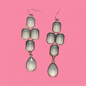 Elegant Silver and light blue crystal Dangle Earrings